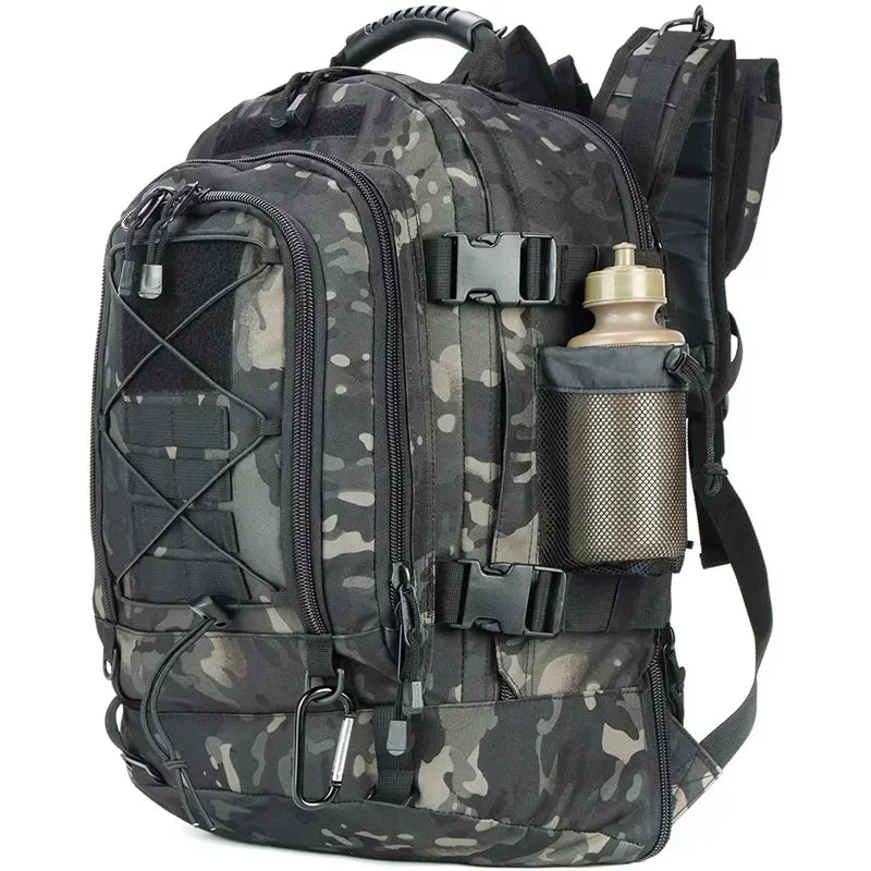 Mochila tática extra grande 60l para homens e mulheres, mochila para caminhadas ao ar livre, resistente à água, mochila de viagem, para laptop