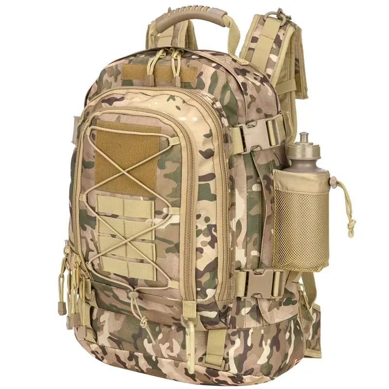 Mochila tática extra grande 60l para homens e mulheres, mochila para caminhadas ao ar livre, resistente à água, mochila de viagem, para laptop
