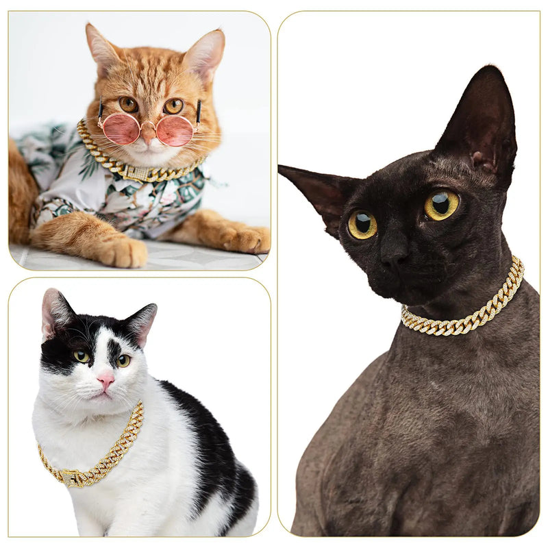 Coleira cubana de diamante para cachorro, metal com fivela segura