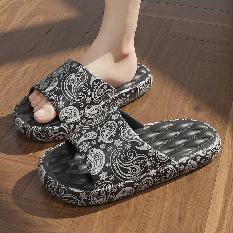 Chinelos Sola EVA Interior Aberto Toe Flip Flops Praia Slides Sandálias Rasas Impressão Desenho Animado Slide