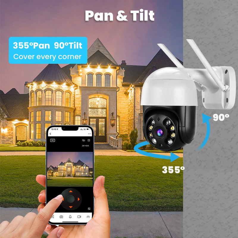 Câmera de segurança 4K 8MP 5x Zoom Digital AI Detecção Humana IP Sem Fio + Cartão de memória
